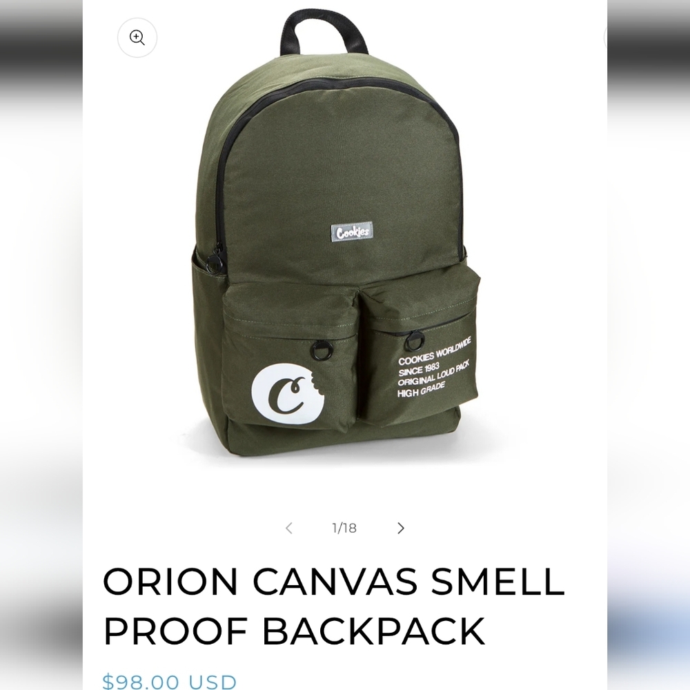 Cookies Orion Canvas Smell Proof Backpack – Olive Green